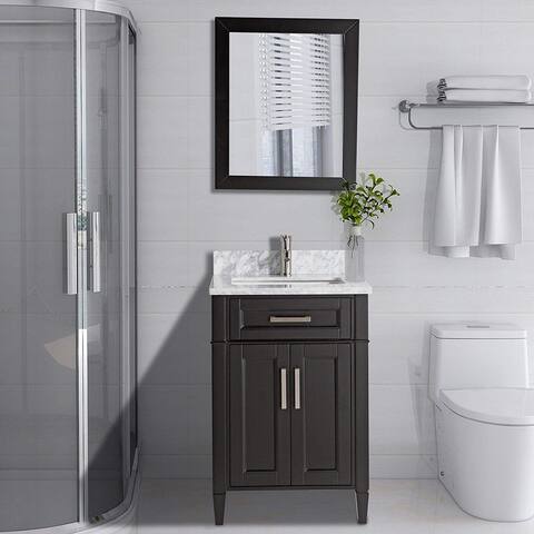 Vanity Art Undermount Sink/ Carrara Marble Top Bathroom 24-Inch Vanity Set with Mirror