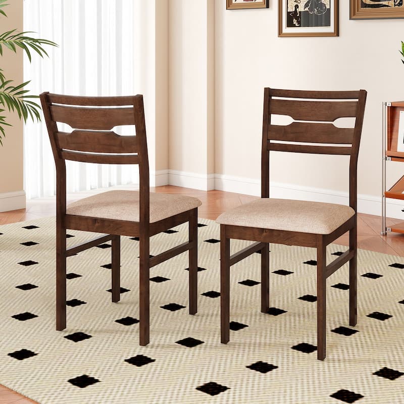 Gymax Dining Chair Set of 4 w/ Rubber Wood Frame Padded Seat Curved