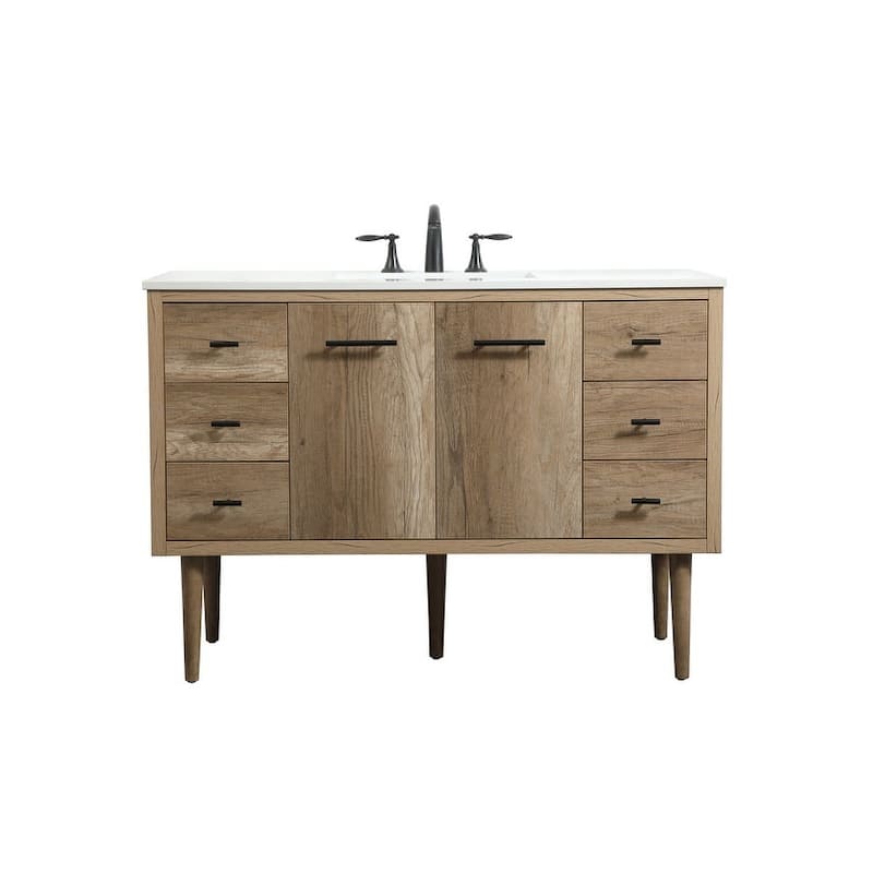 Elegant Lighting VF48048M Cyrus 48" Free Standing, Wall Mounted Single - Natural Oak - Oak Finish