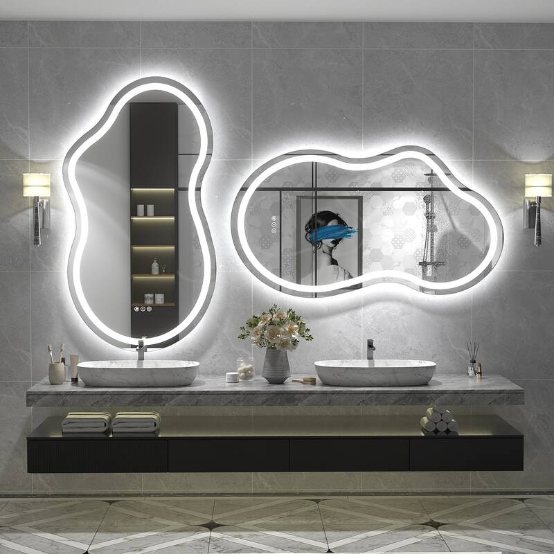 UL Certified Irregular LED Anti-fog Cloud-shaped Wall Bathroom Vanity Mirror