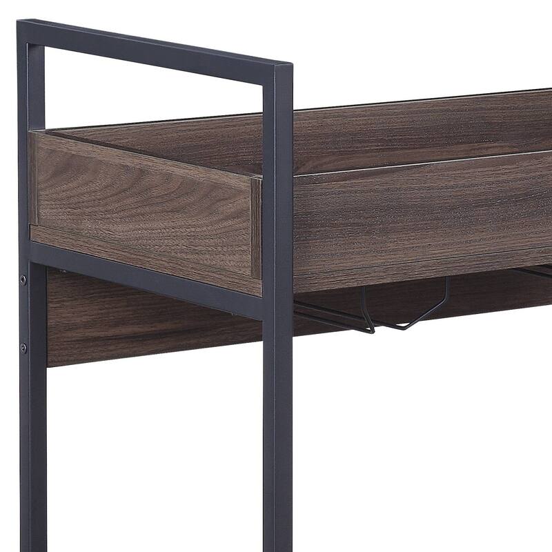 Jerrick Walnut & Black Finish Serving cart