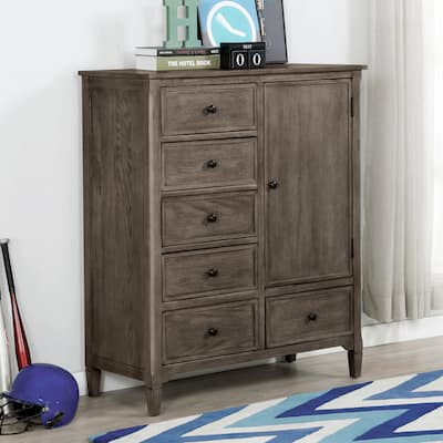 Lanister Transitional Warm Grey 6-Drawer Solid Wood Armoire by Furniture of America