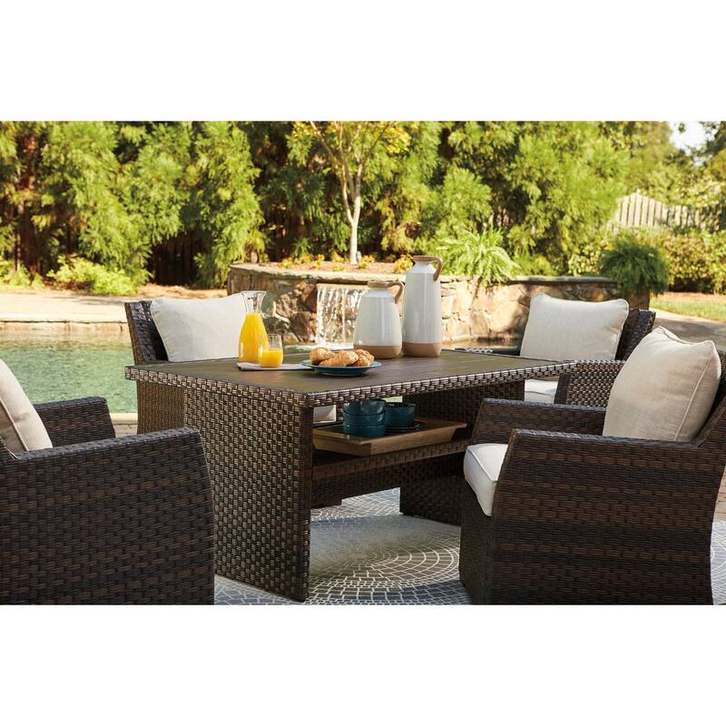 Signature Design by Ashley Easy Isle Dark Outdoor Brown Rectangular Table - 58.75" W x 33.5" D x 27.75" H