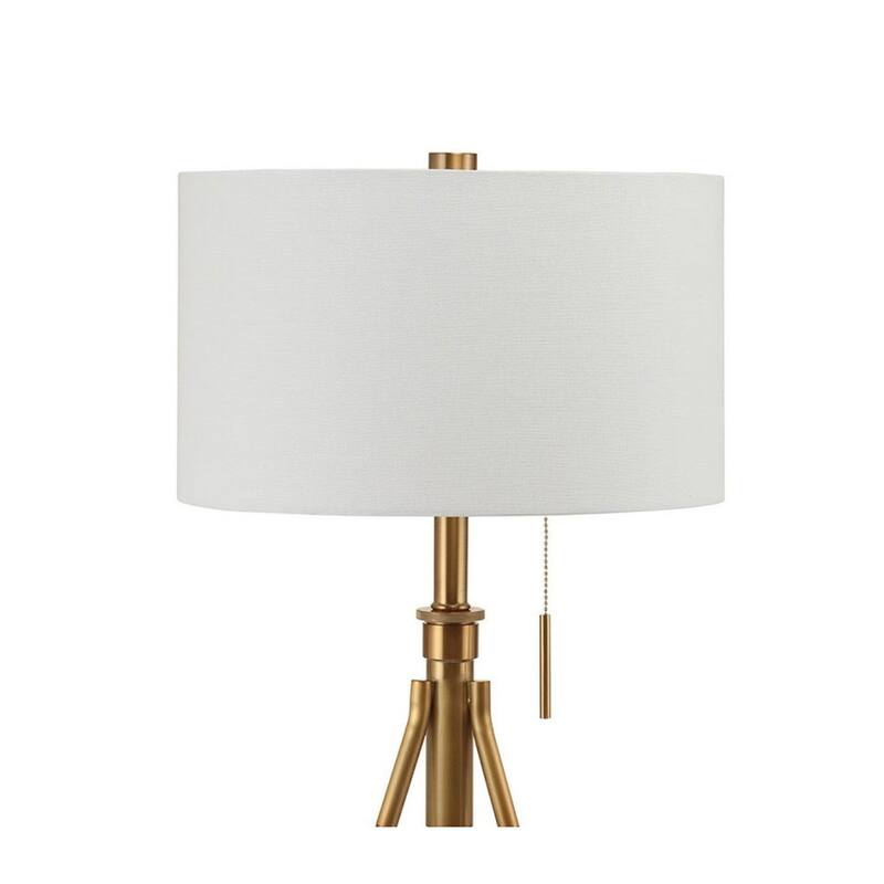 Vintage Look 1pc Floor Lamp Stained Gold Tripod Legs Unique Lamp Pull Switch 32"H