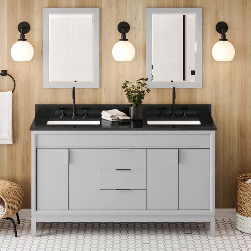 Jeffrey Alexander VKITTHE60R-GRANITE Theodora II 60" Free Standing - Grey / Black - Steel Finish