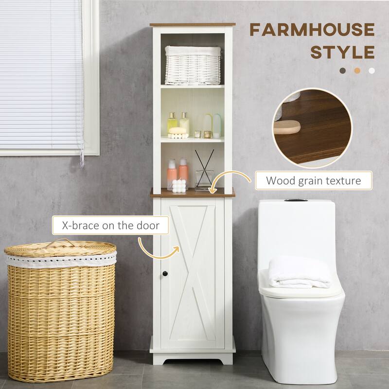 Kleankin Slim Bathroom Storage Cabinet With Triple Open Shelves