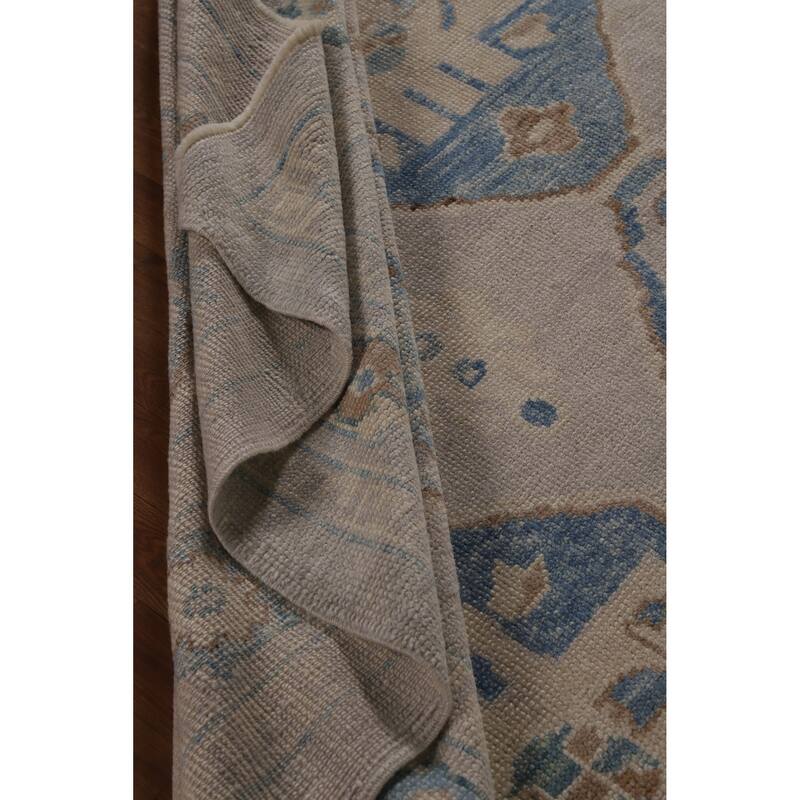 Hand Knotted Oriental 100% Wool Carpet Transitional Geometric Greys & Charcoal Oushak Area Rug - 12' 2'' X 9' 4''