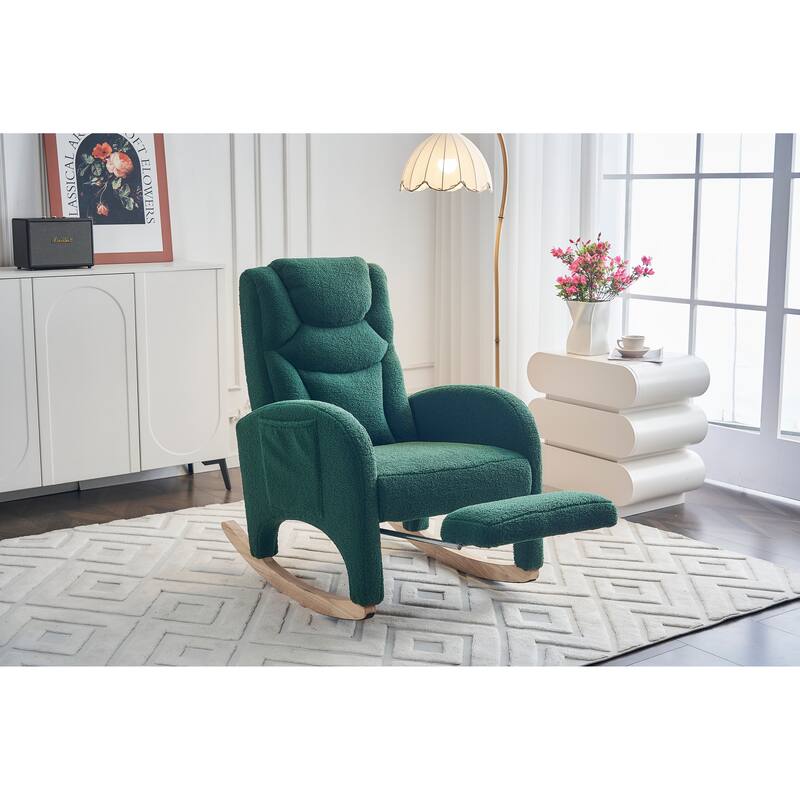 Fabric Upholstered Nursery Rocking Chair with Adjustable Footrest