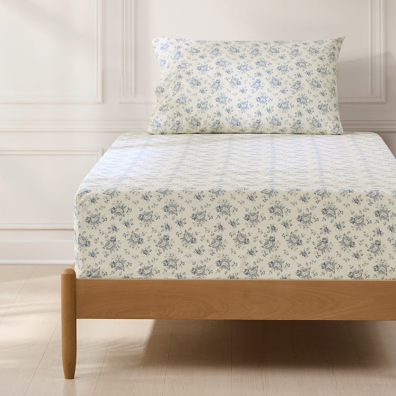 Lush Decor Rose Garden Blue Cotton Sheet Set