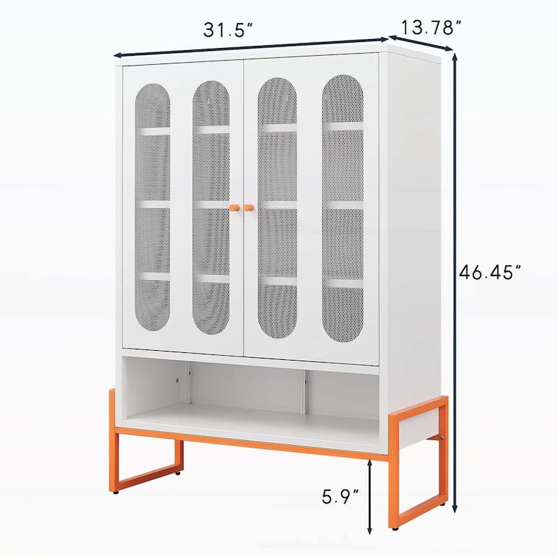 Minimalist Shoe Cabinet with Adjustable Mesh Doors