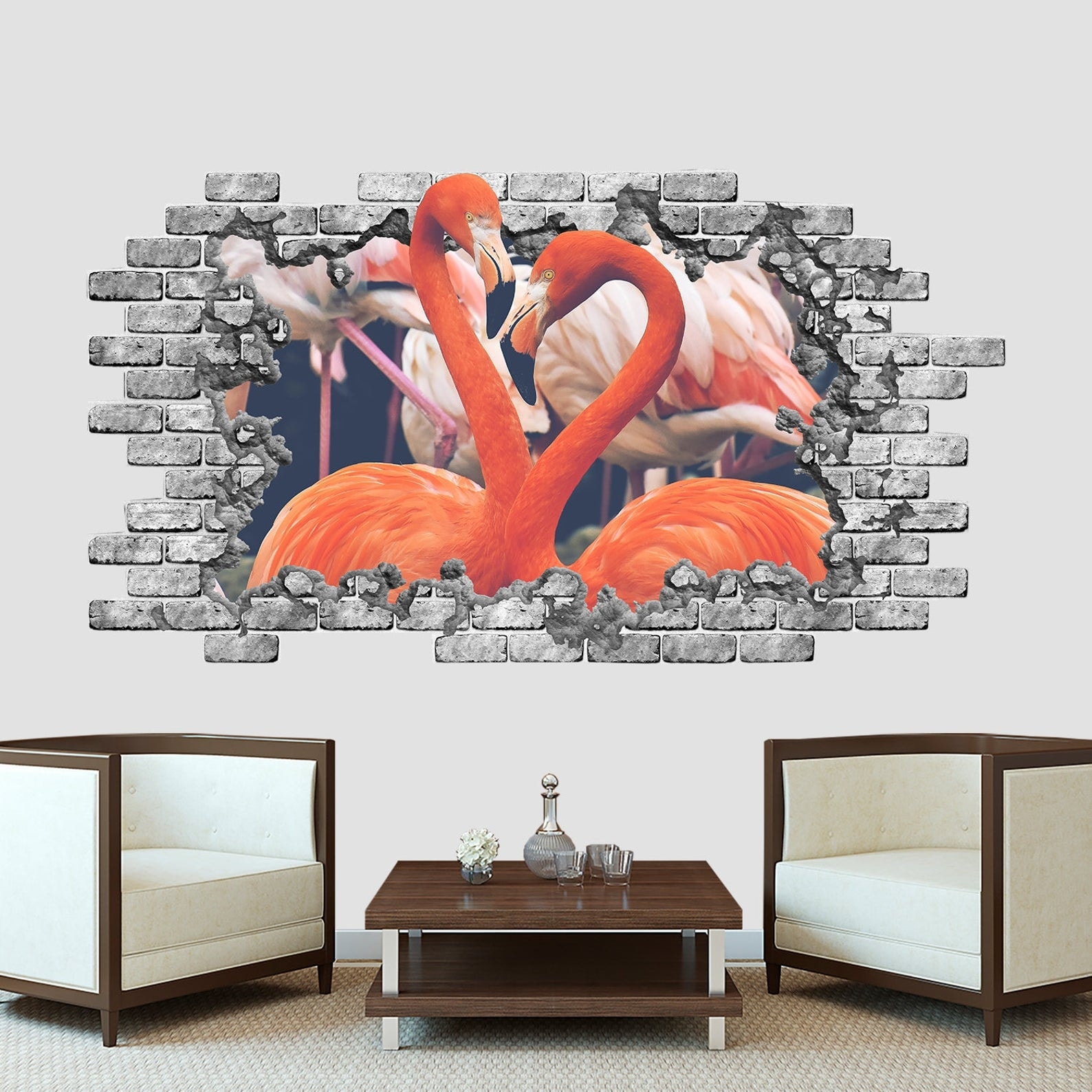 Shop Pink Flamingo 3d Wall Decal Safari Animals Hole In Wall Vinyl Sticker Overstock 32203505 84 Wide X 64 Tall Inches