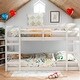 preview thumbnail 1 of 7, White Kids Bed Bunk Bed with Ladder ,Full Over Full White