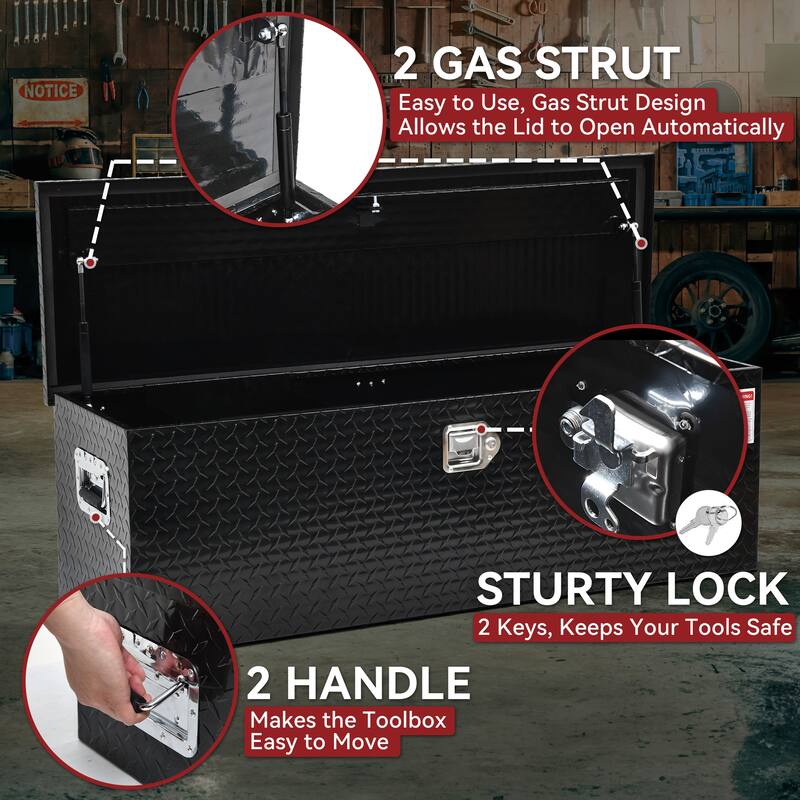 Modern 50"Aluminum Tool Box Diamond Plate Chest Box - 50"