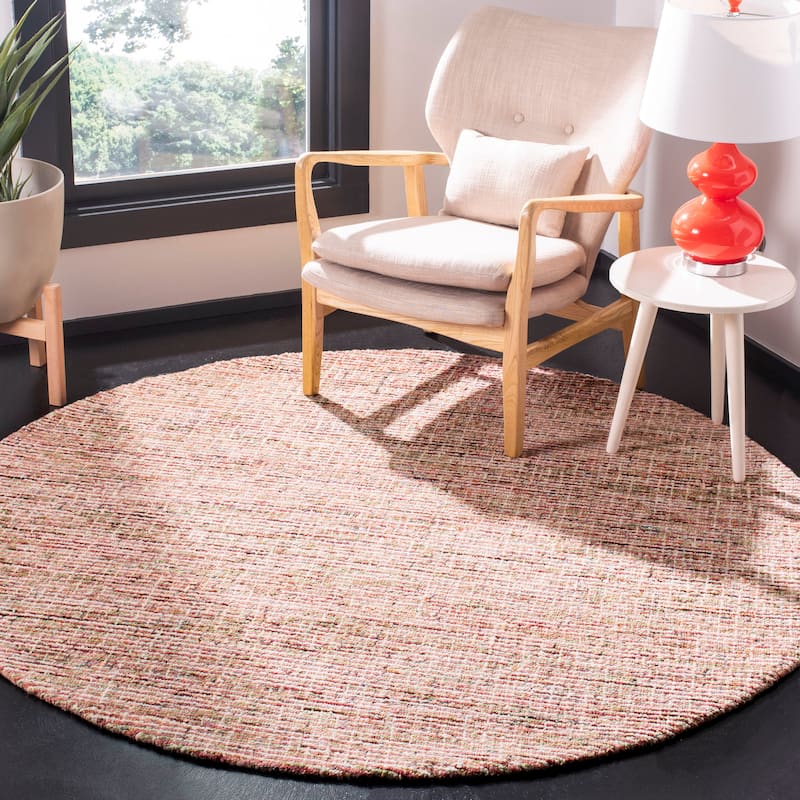 SAFAVIEH Handmade Abstract Lottie Modern Wool Rug - 6' Round - Beige/Rust - Round