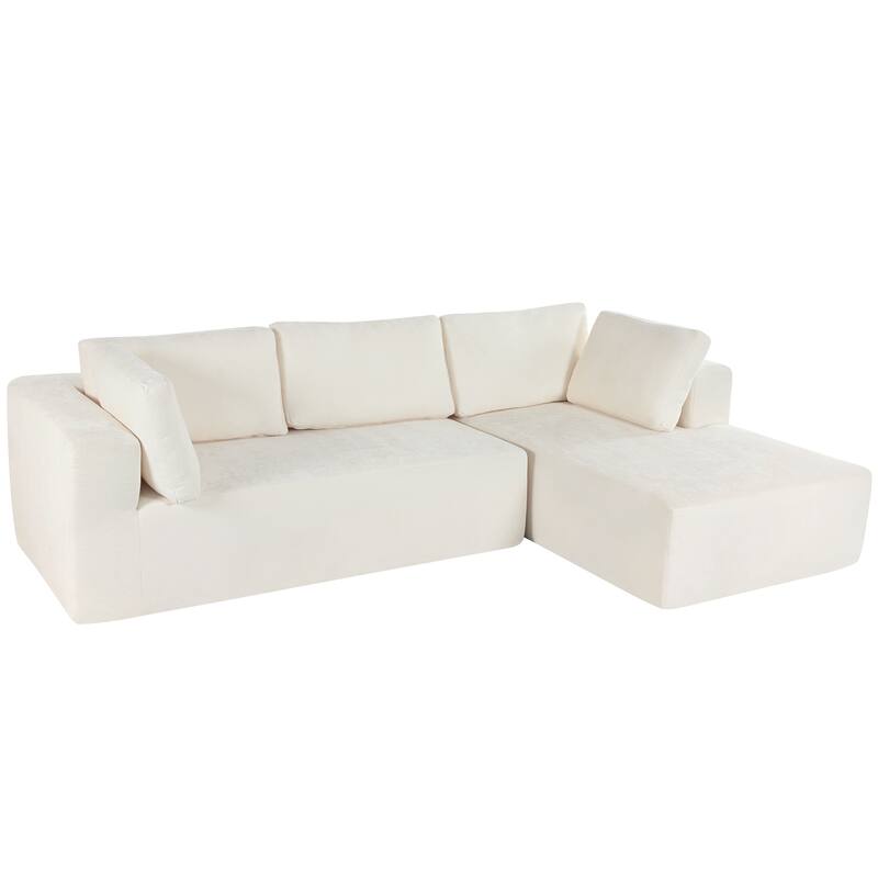 106.5'' U-Shaped 4-Seat Modular Sofa with 2 Chaise, Pillow, Anti-Wrinkle Chenille Fabric, and High-Density Foam
