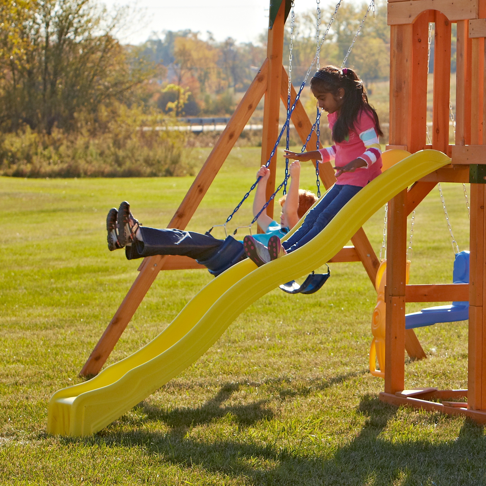 Swing N Slide Yellow Cool Wave Slide Mounts to 42