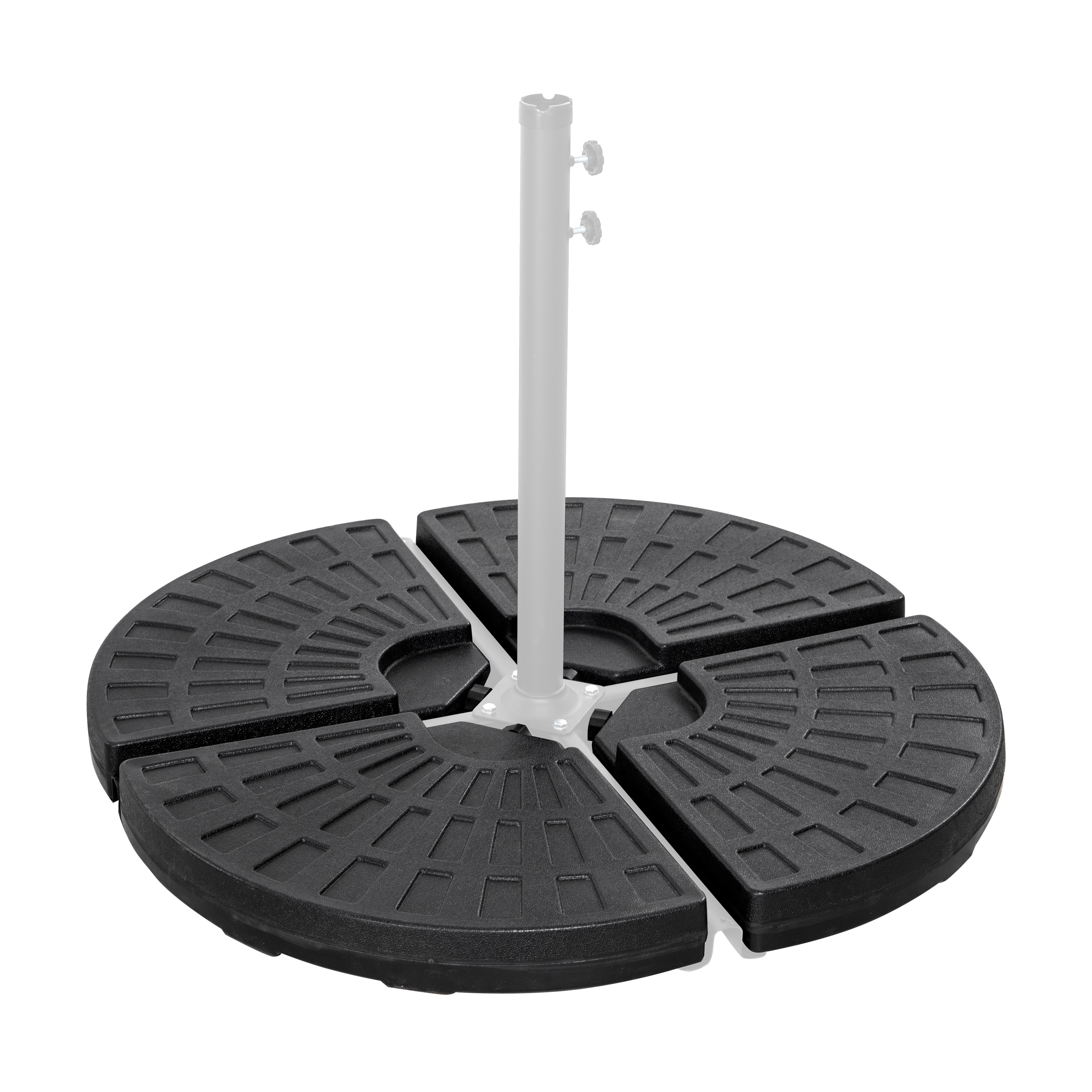 Nuu Garden Outdoor 4-Piece 52L Fan-shaped Patio Umbrella Base, HDPE Plastic, Black