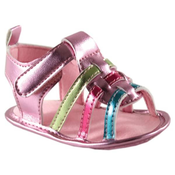 slide 1 of 1, Luvable Friends Baby Girl Crib Shoes, Pink Metallic 0-6 Months - Pink Metallic