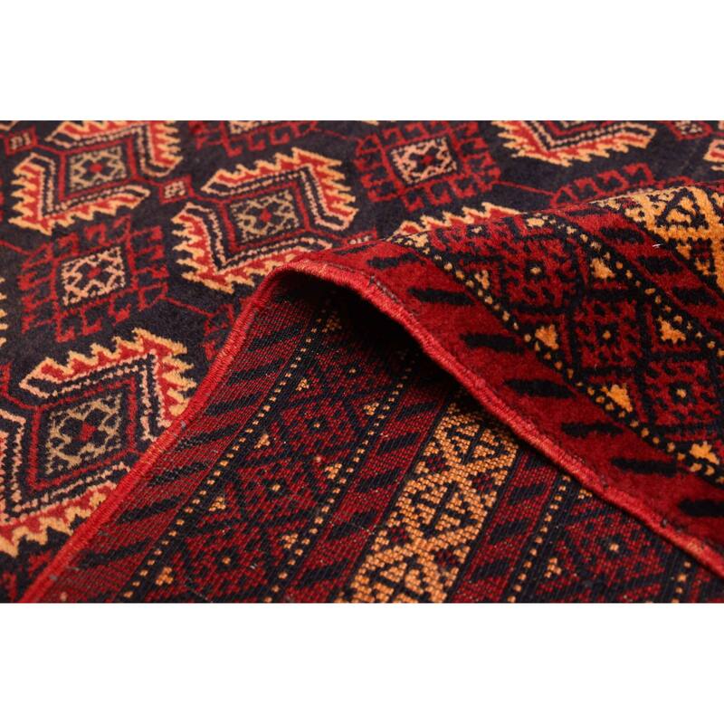 ECARPETGALLERY Hand-knotted Teimani Dark Navy, Red Wool Rug - 3'11 x 6'4