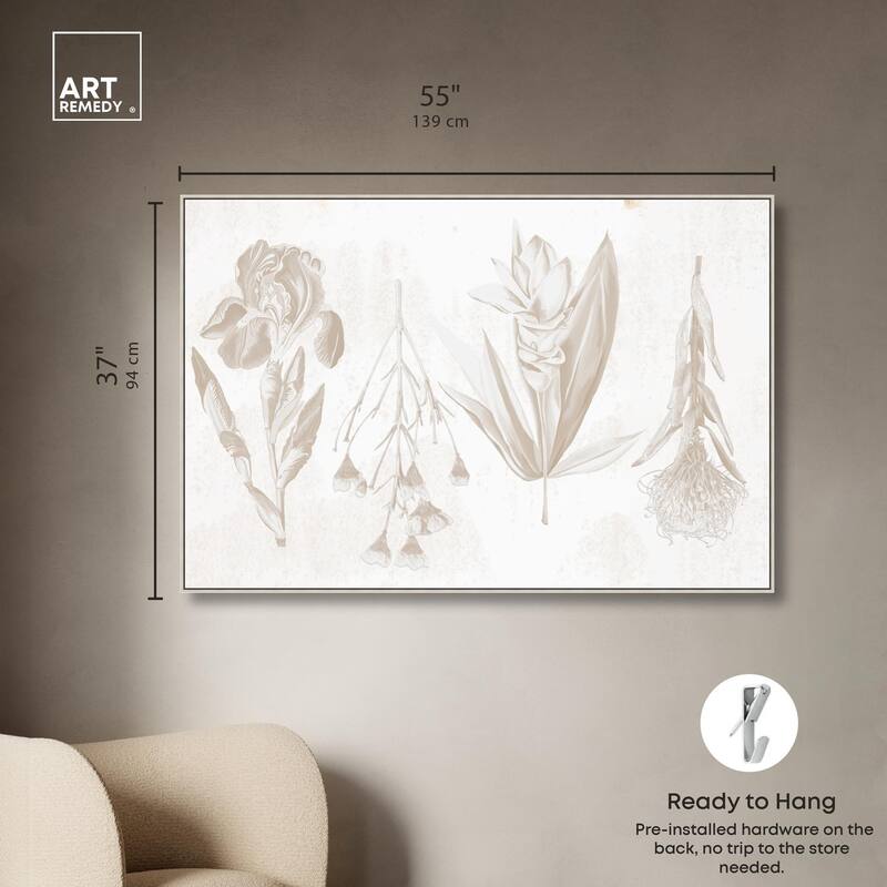 White Pressed Flora Canvas by Art Remedy
