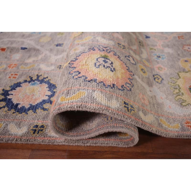 All-Over Floral Oushak Oriental Area Rug Hand-Knotted Wool Carpet - 7'11"x 9'10"