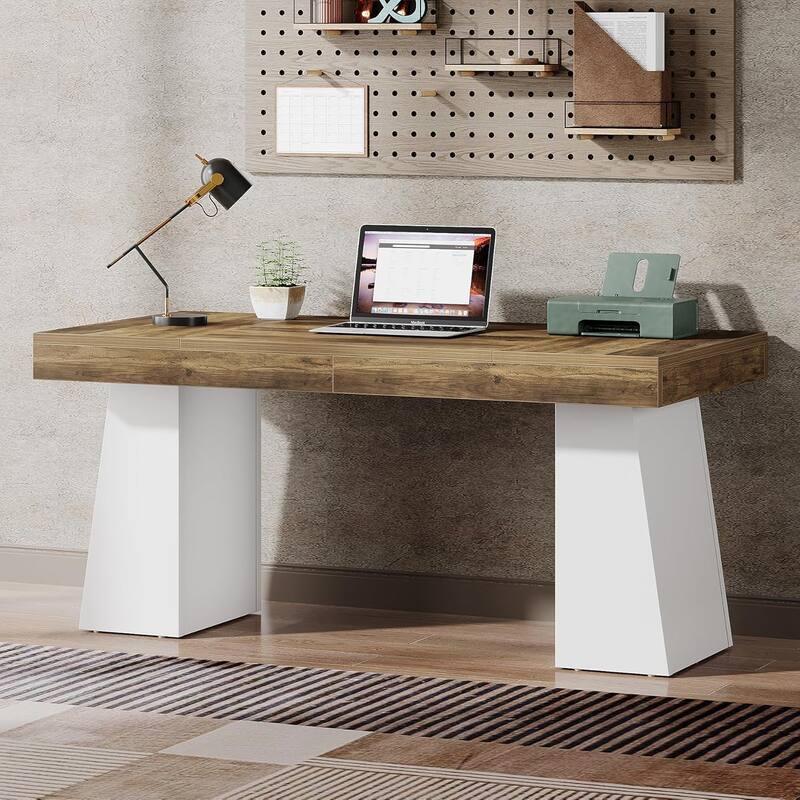 55 Inches Executive Desk with Double Trapezoid Base for home office