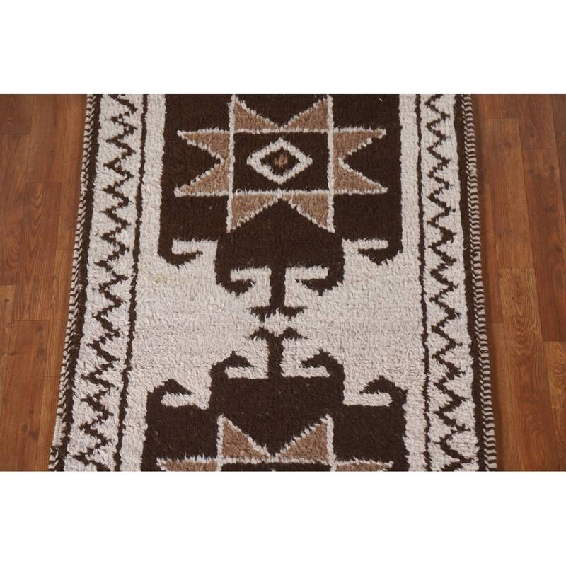 Anatolian Beige Turkish Runner Rug Handmade Wool Carpet - 3'2"x 10'9"