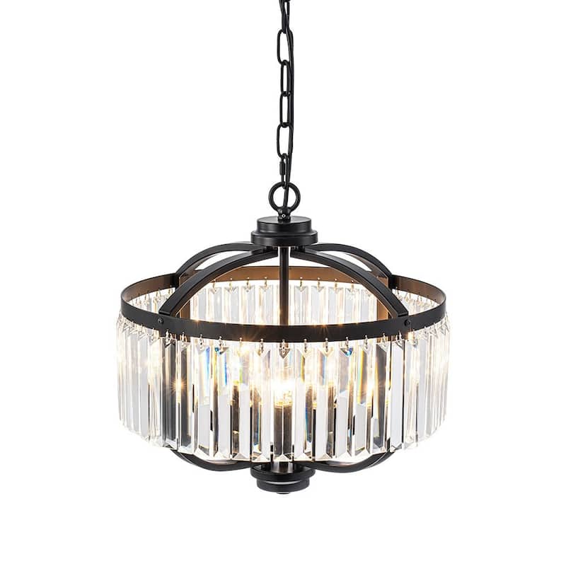 Vintage Luxury 4-Light Sparkle Crystal Round Cage Chandelier