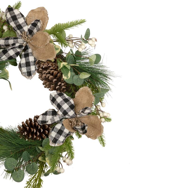 Magnolia Frosted Pine Cones Artificial Christmas Wreath 22-Inch, Unlit