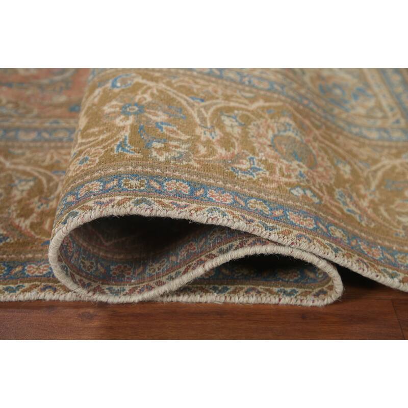 Hand Knotted Oriental 100% Wool Carpet Traditional Floral Oranges & Rust Kashan Area Rug - 9' 11'' X 6' 3''