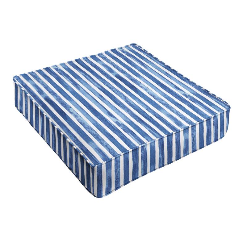 Sorra Home Blue and White Stripe Indoor/Outdoor Corded Chair Cushion
