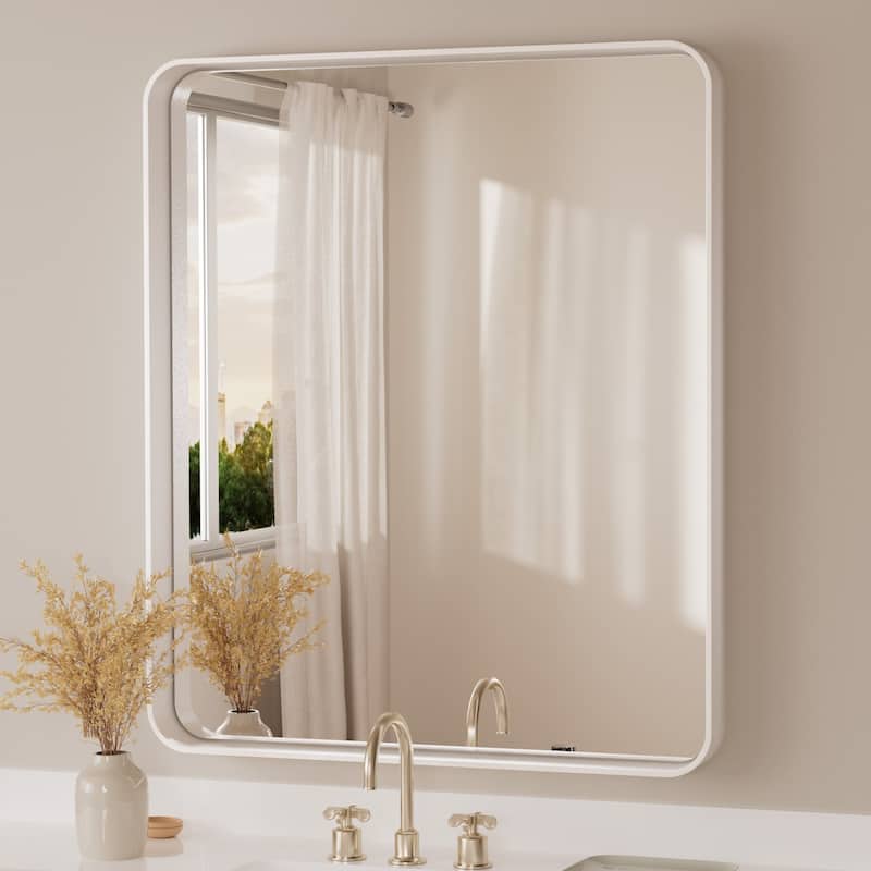 TETOTE Modern Metal Frame Wall Mounted Bathroom Vanity Mirror - 24x36 - White