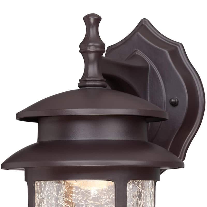 Westinghouse One-Light Dimmable LED Outdoor Wall Fixture, Oil Rubbed Bronze Finish with Crackle Glass