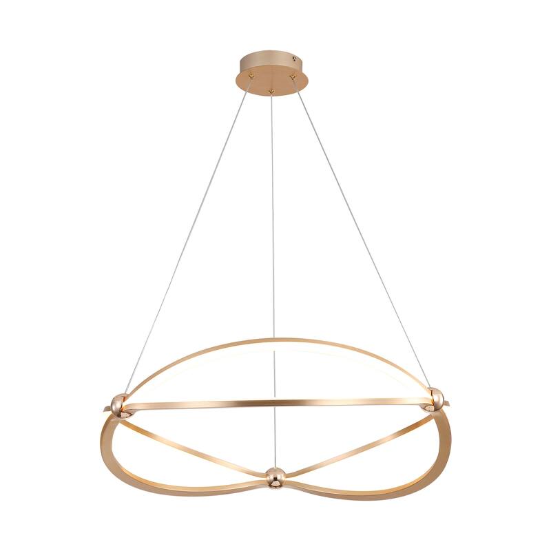 Spirale 24" LED Chandelier in Anodized Gold with No Shade
