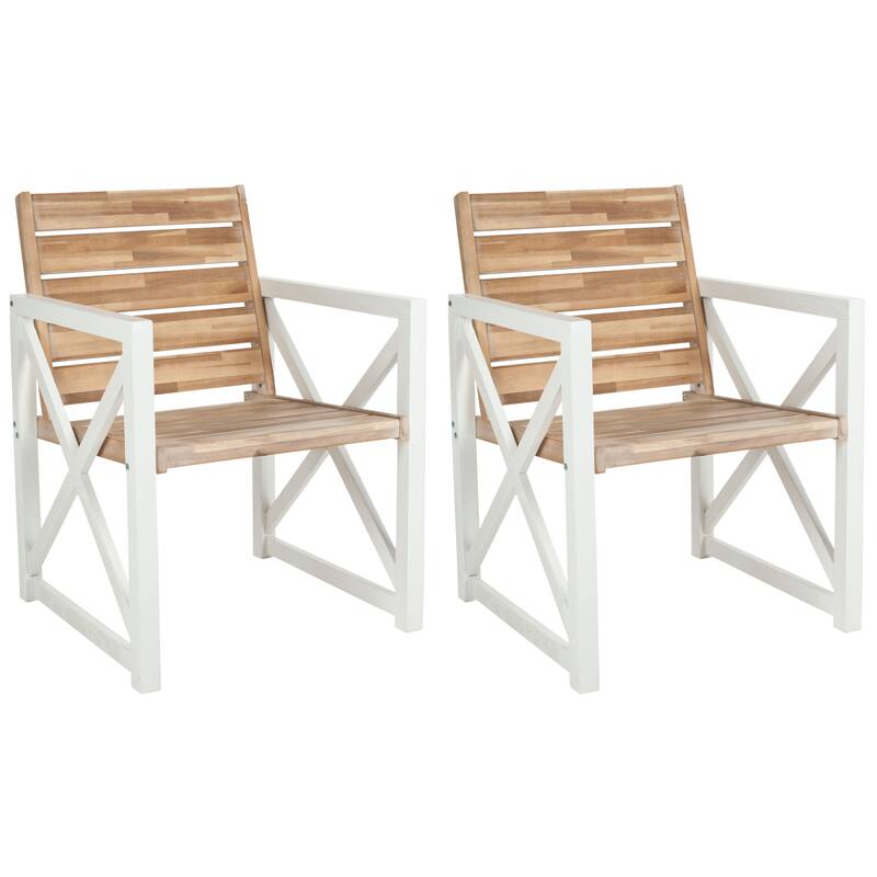 SAFAVIEH Corliss White Frame/ Ash Grey Seat Arm Chair (Set of 2) - 24W x 25D x 34H
