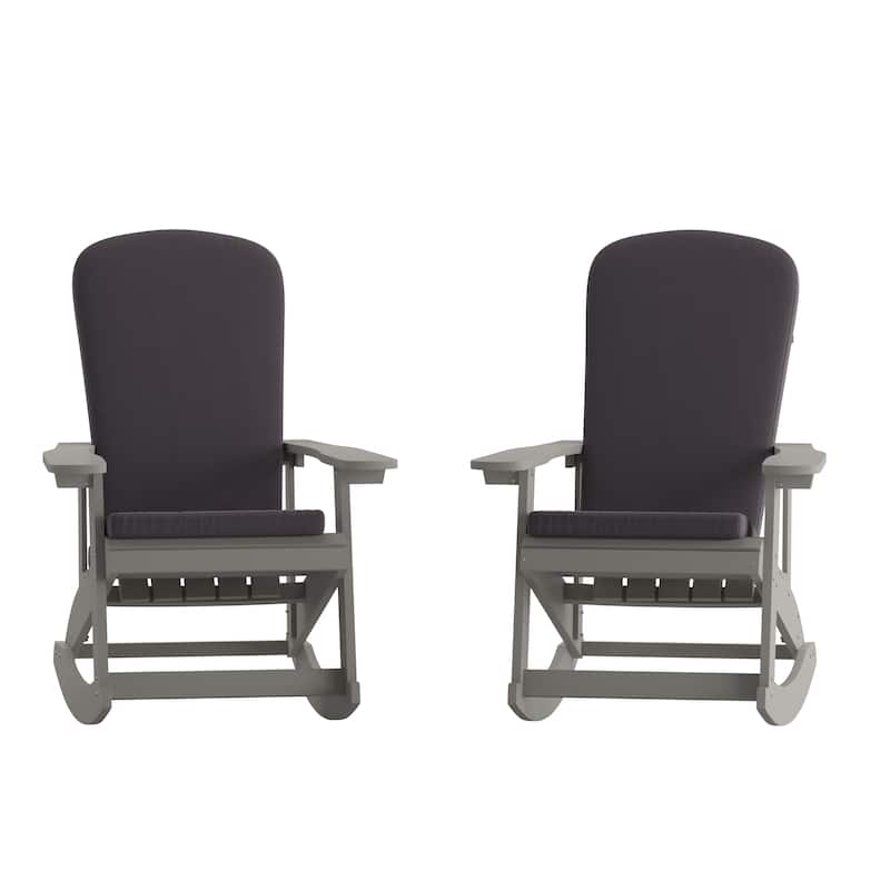 Indoor/Outdoor Rocking Adirondack Chairs with Cushions - Set of 2 - 29.5"W x 37.75"D x 39.5"H