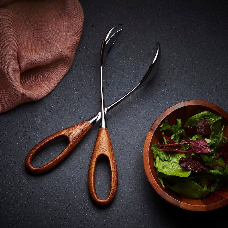 Nambe Curvo Salad Scissors - Brown