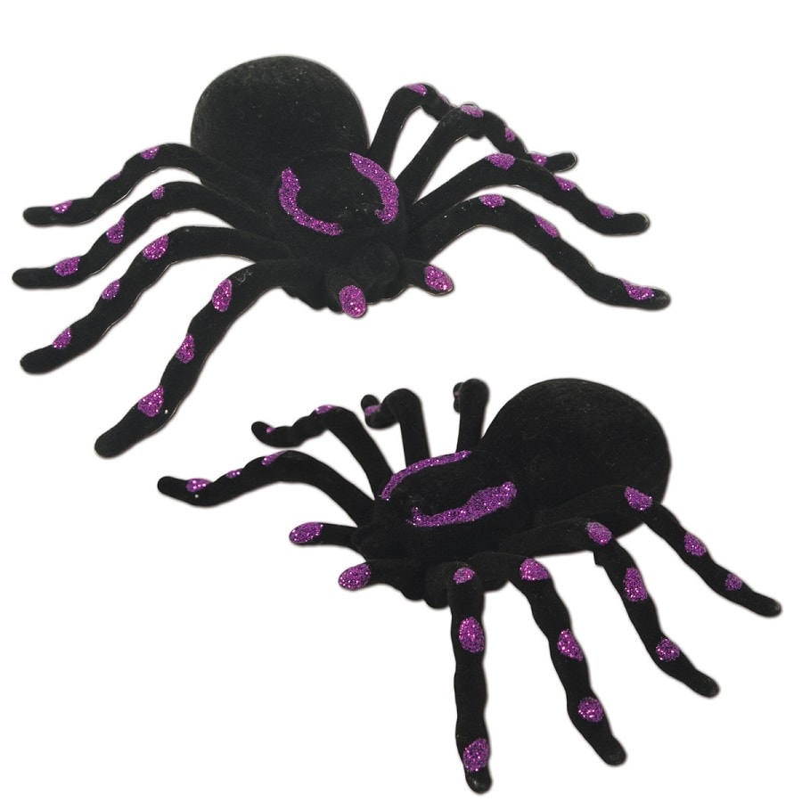 Shop Club Pack Of 24 Black And Purple Glittered Spider Halloween