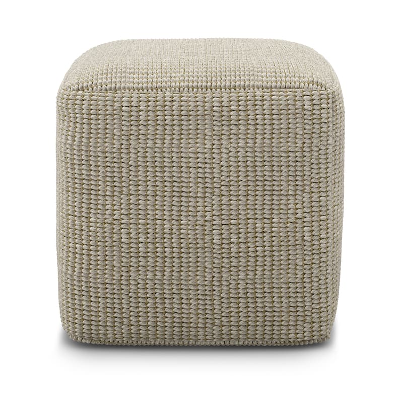 WYNDENHALL Isadora Square Woven Pouf in Cream and Natural Recycled PET Polyester