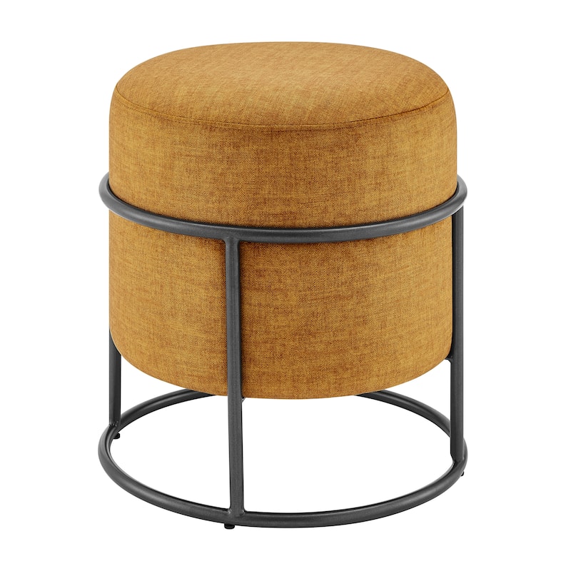 NPD Furniture Ophelia Velvet Round Ottoman with Metal Frame