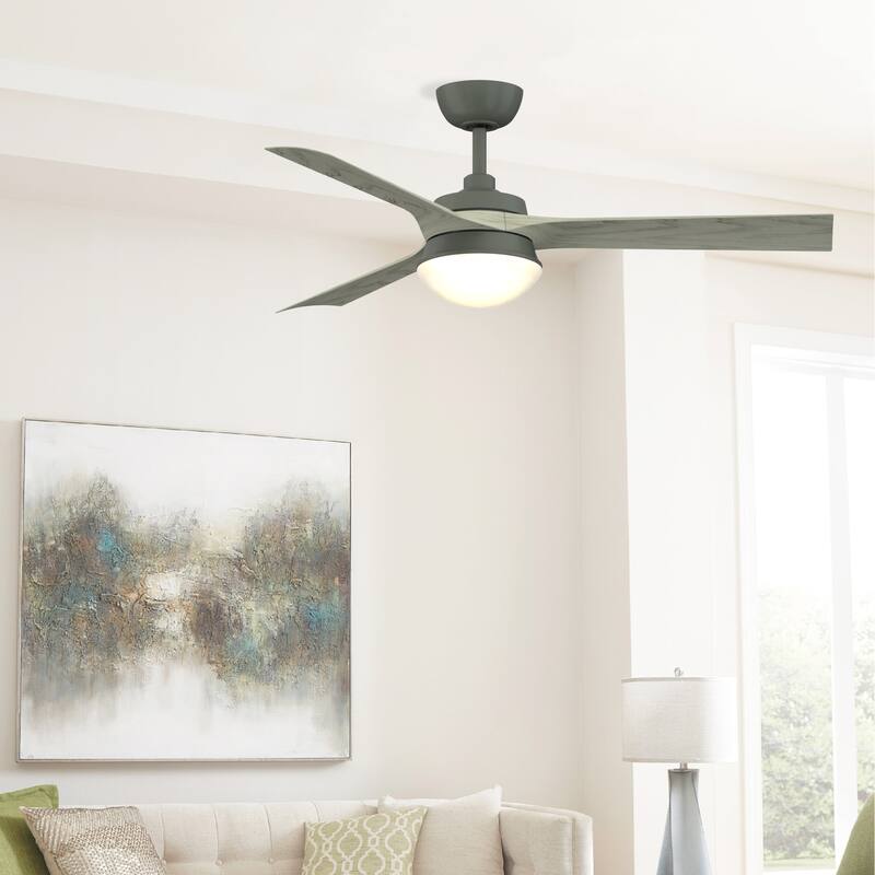 Barlow 52 inch Indoor/Outdoor Antique Graphite with Light Oak blades Ceiling Fan with LED CCT Select Light Kit and Remote