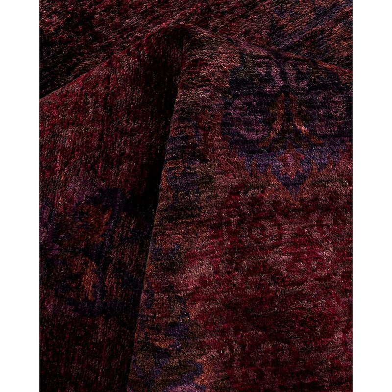 Overton Hand Knotted Wool Vintage Inspired Modern Contemporary Overdyed Red Area Rug - 9' 0" x 11' 10"