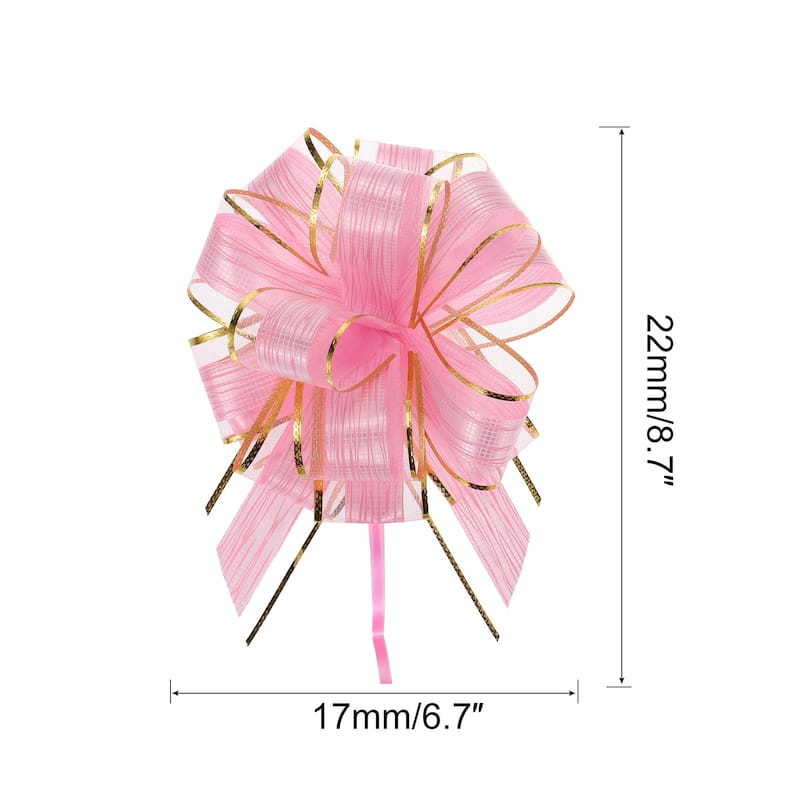 20pcs Large Pull Bow Gift Wrapping Bows Ribbon Organza - Pink - 7 Inch