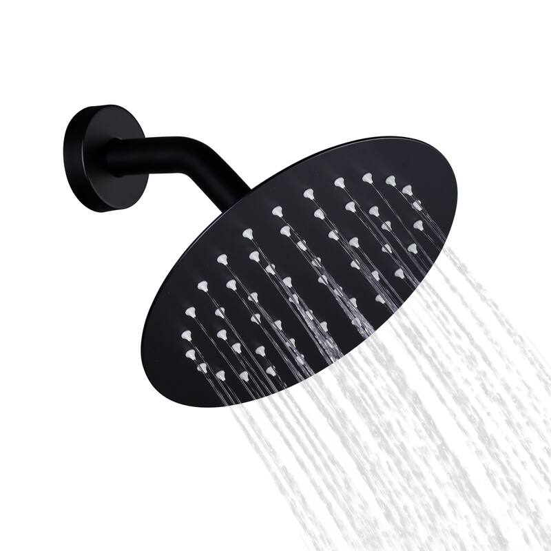 WOWOW 1-Spray Patterns with Wall Mount Rain Fixed Shower Head - 8-inch - Matte Black