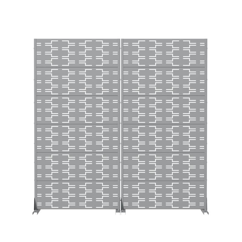 Outdoor Privacy Screen Metal Screen Fence Panel Set of 2