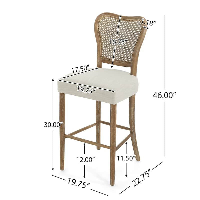 Naci Rubberwood Farmhouse 30-Inch Barstool with Cane Backrest (set of 2) by Christopher Knight Home
