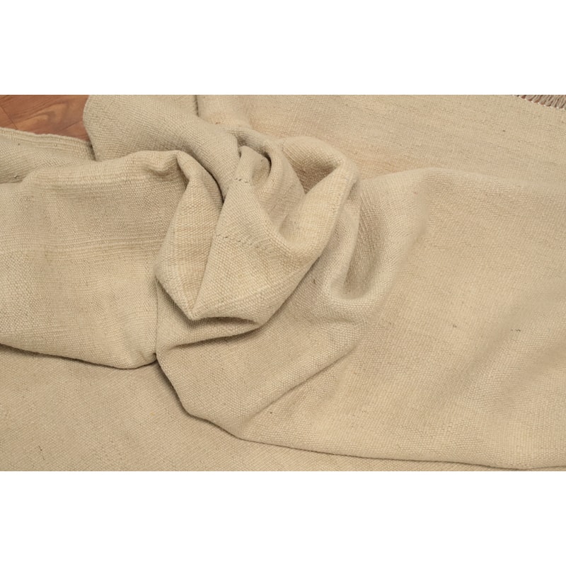 Hand Woven Oriental 100% Wool Carpet Southwestern Tribal Beige & Ivories Kilim Area Rug - 12' 10'' X 9' 4''