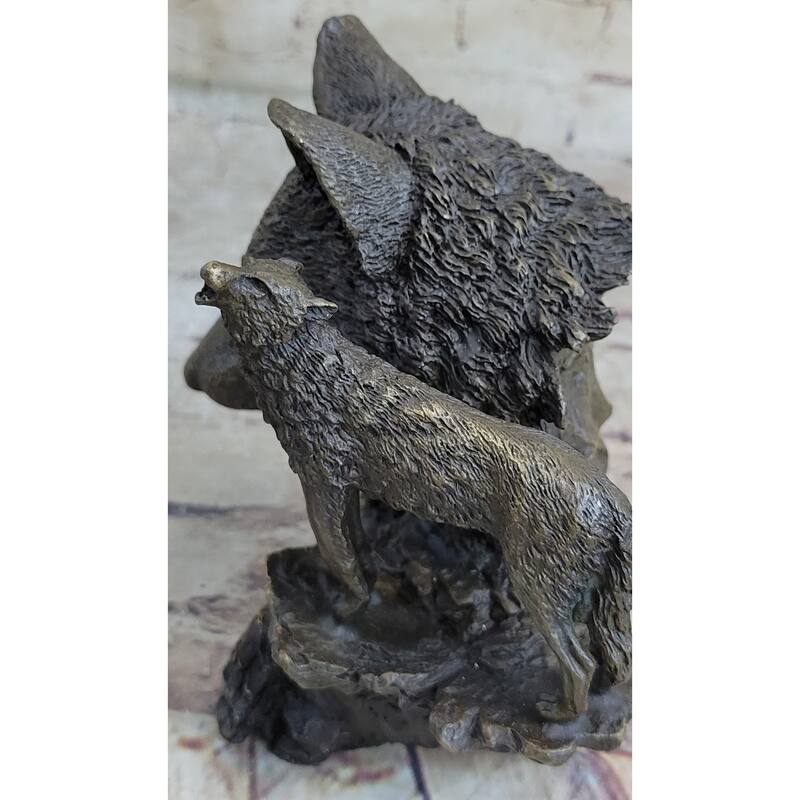 Signed Milo Deco European Wolf Bronze Sculpture Figure Figurine Hot Cast Decor