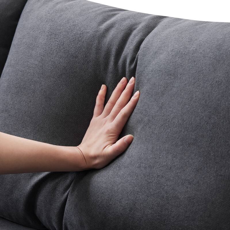 Modular L-Shaped Sectional Sofa with Movable Ottoman, 5 Seat Corner Couch with Throw Pillows, Comfy Cloud Upholstered Sofa