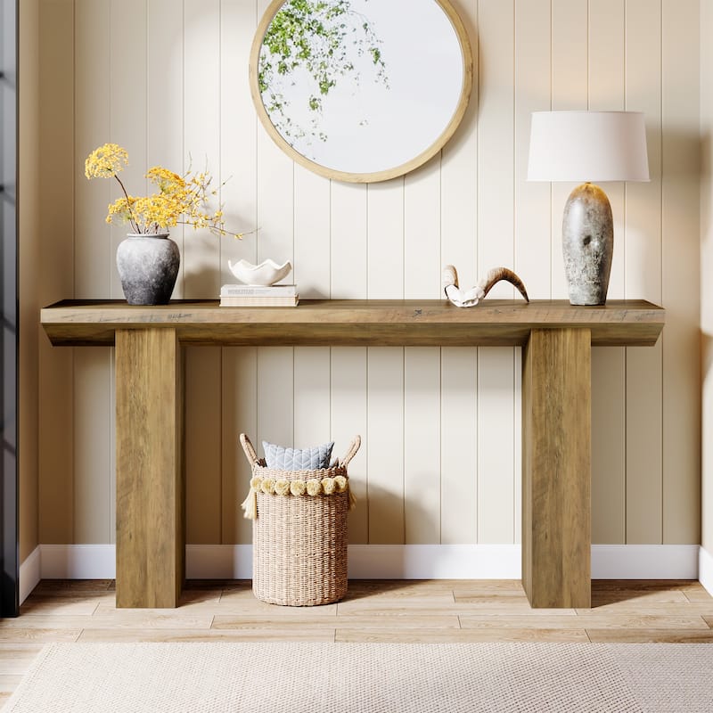 63" Long Sofa Table, Modern Console Table with Thickened Tabletop, Wooden Entryway Table for Living Room, Bedroom